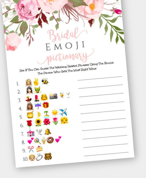 Bridal Emoji Pictionary Game Guide | Bridal Shower 101