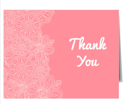 bridal shower thank you card