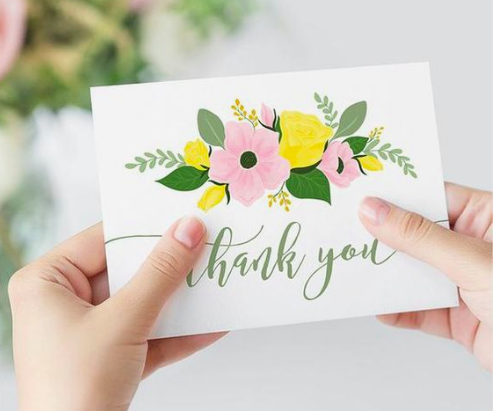 bridal shower thank you card