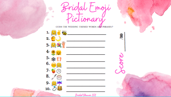 Bridal Emoji Pictionary Game Guide | Bridal Shower 101