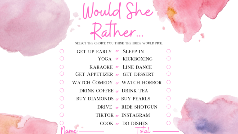 would she rather bridal shower game