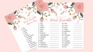 bridal shower word scramble