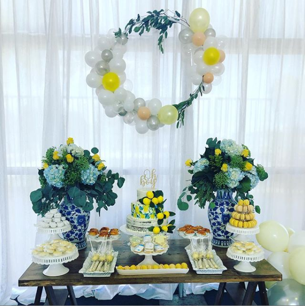 lemon themed bridal shower table