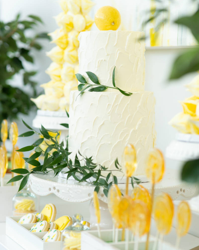 lemon themed bridal shower cake