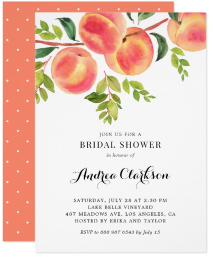 peach bridal shower invitations