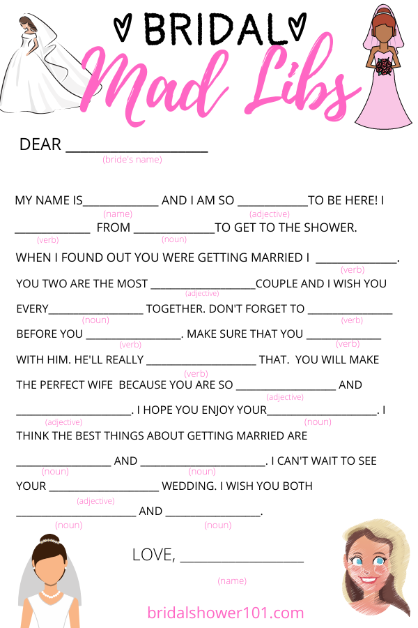 bridal shower mad libs