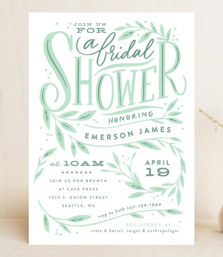 mint to be bridal shower invitations