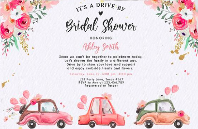 drive-by bridal shower invitations