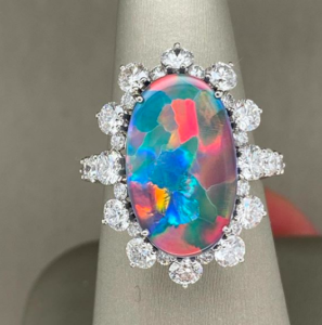 black opal engagement ring