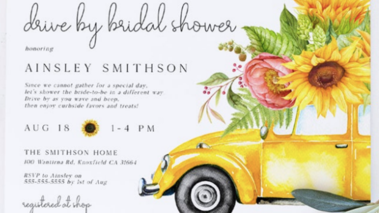 drive by bridal shower invitations