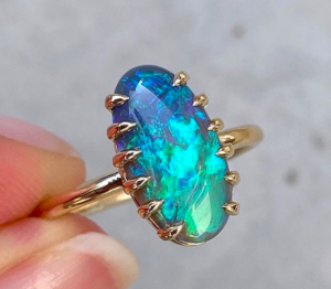 black opal engagement ring