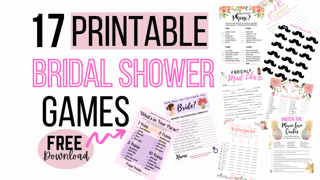 printable bridal shower games | Bridal Shower 101