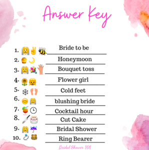 bridal emoji pictionary answer key