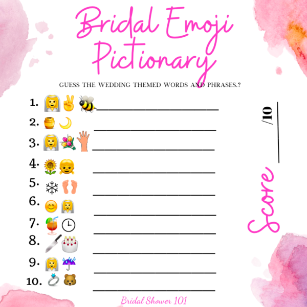 Bridal Emoji Pictionary Game Guide | Bridal Shower 101