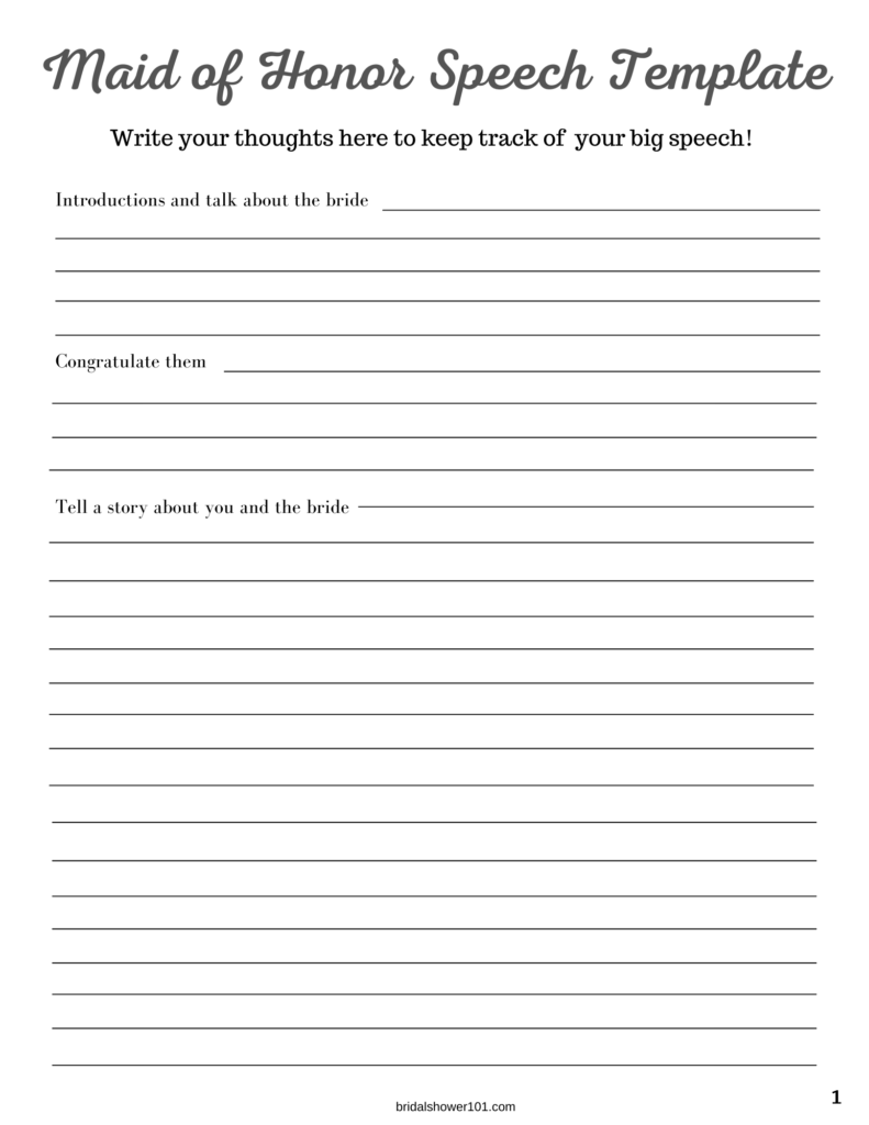 maid of honor speech template