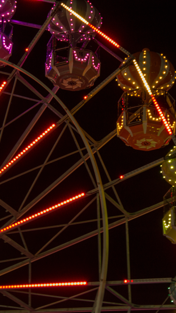 red neon ferris wheel