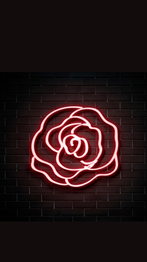 red neon aesthetic rose