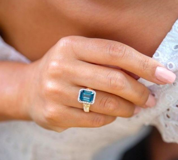 london blue topaz engagement ring emerald cut