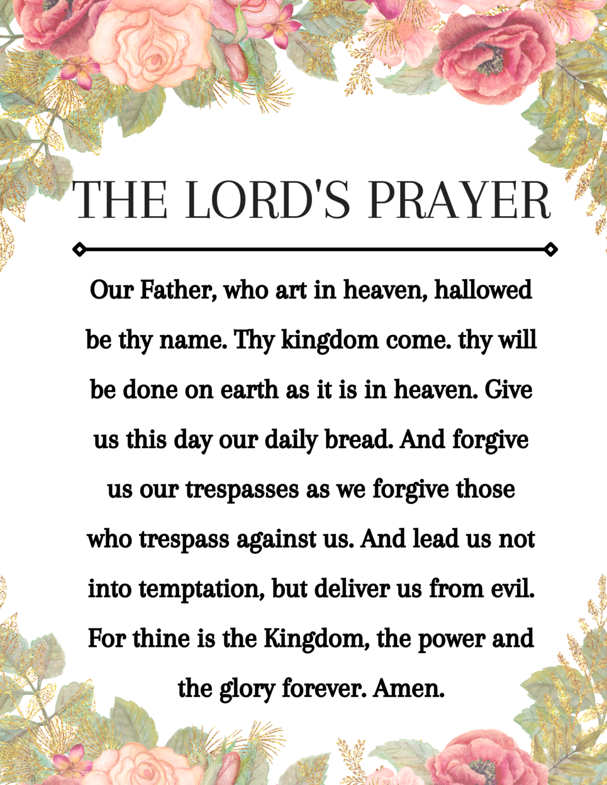 The Lord’s Prayer Printable 6 Designs Free Downloads | Bridal Shower 101