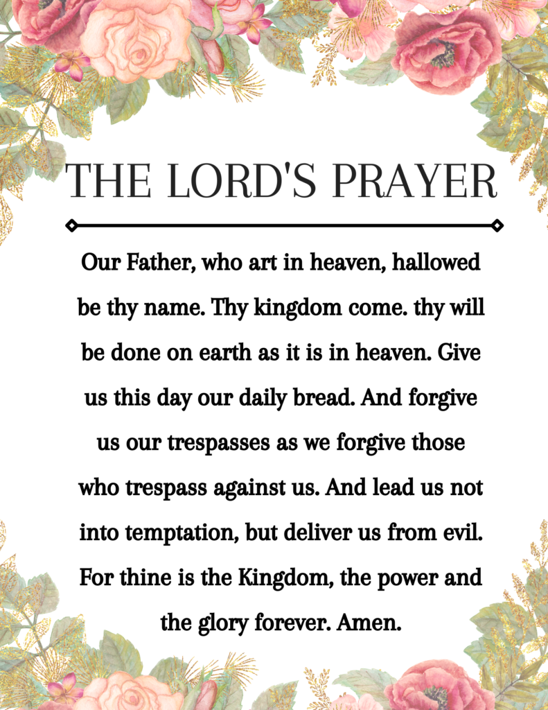 Instant download The Lords Prayer wall art Our Father Prayer card Lords Prayer sign The Lord's Prayer printable