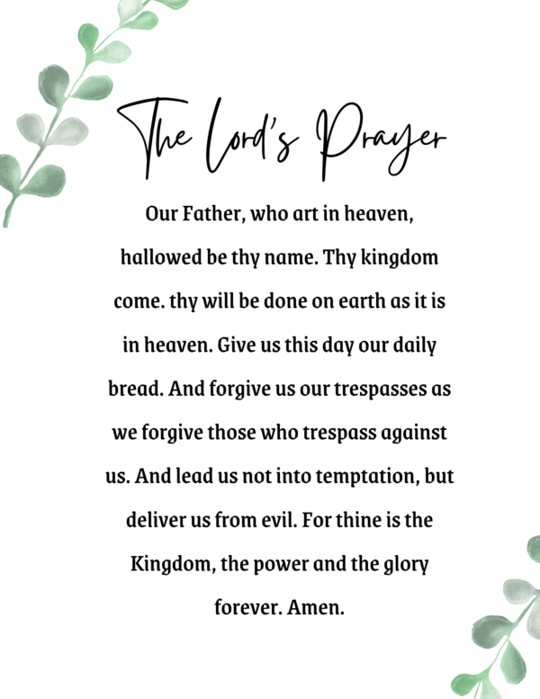 The Lord’s Prayer Printable 6 Designs Free Downloads | Bridal Shower 101