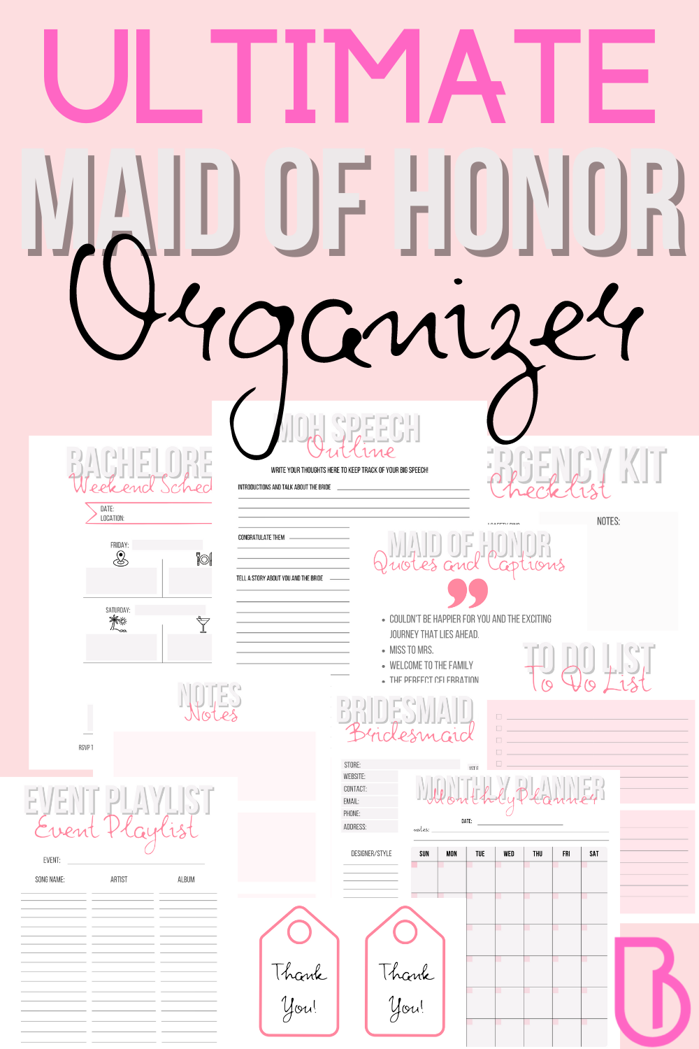 Best Maid Of Honor Planner Out There (Printable and Fillable) Bridal