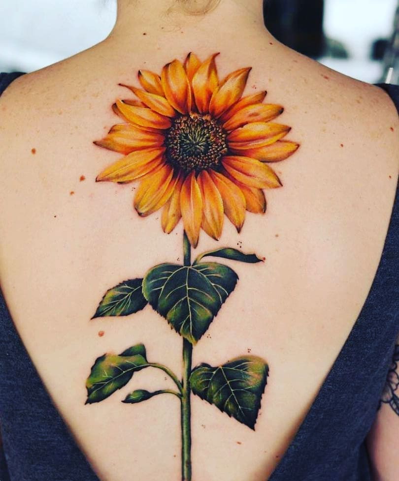 back sunflower tattoo