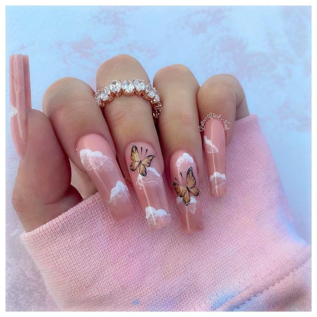 pink baddie nails