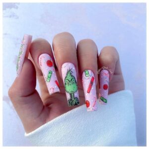 Grinch baddie nails