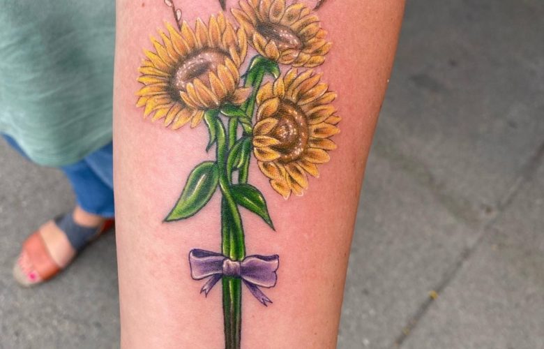 Tattoo uploaded by Pokeyhontas • Hand-Poke Sunflower Tattoo by Pokeyhontas  at KTREW Tattoo - Birmingham, UK #sunflowertattoo #tattoos #birminghamuk  #flower #ankle #floraltattoo • Tattoodo