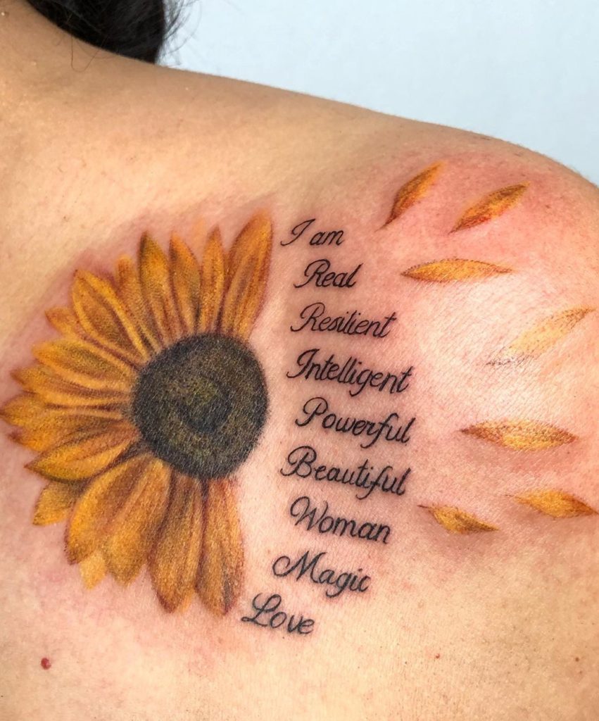 shoulder sunflower tattoo