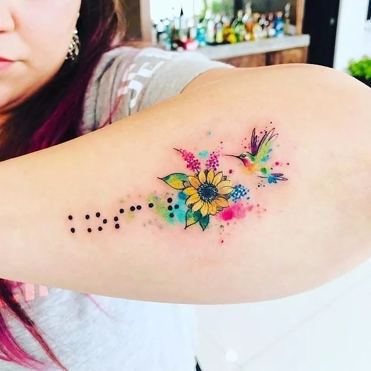 watercolor sunflower tattoo