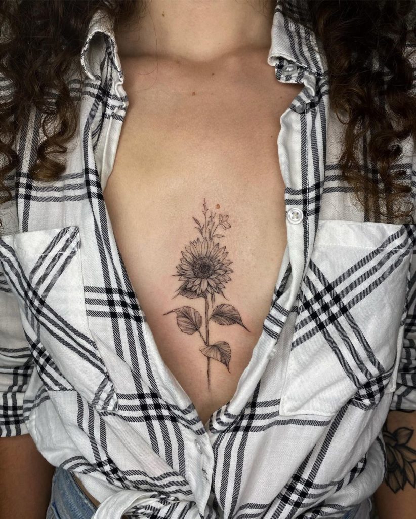chest sunflower tattoo