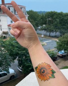 forearm sunflower tattoo