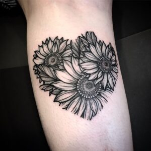 black and white sunflower tattoo