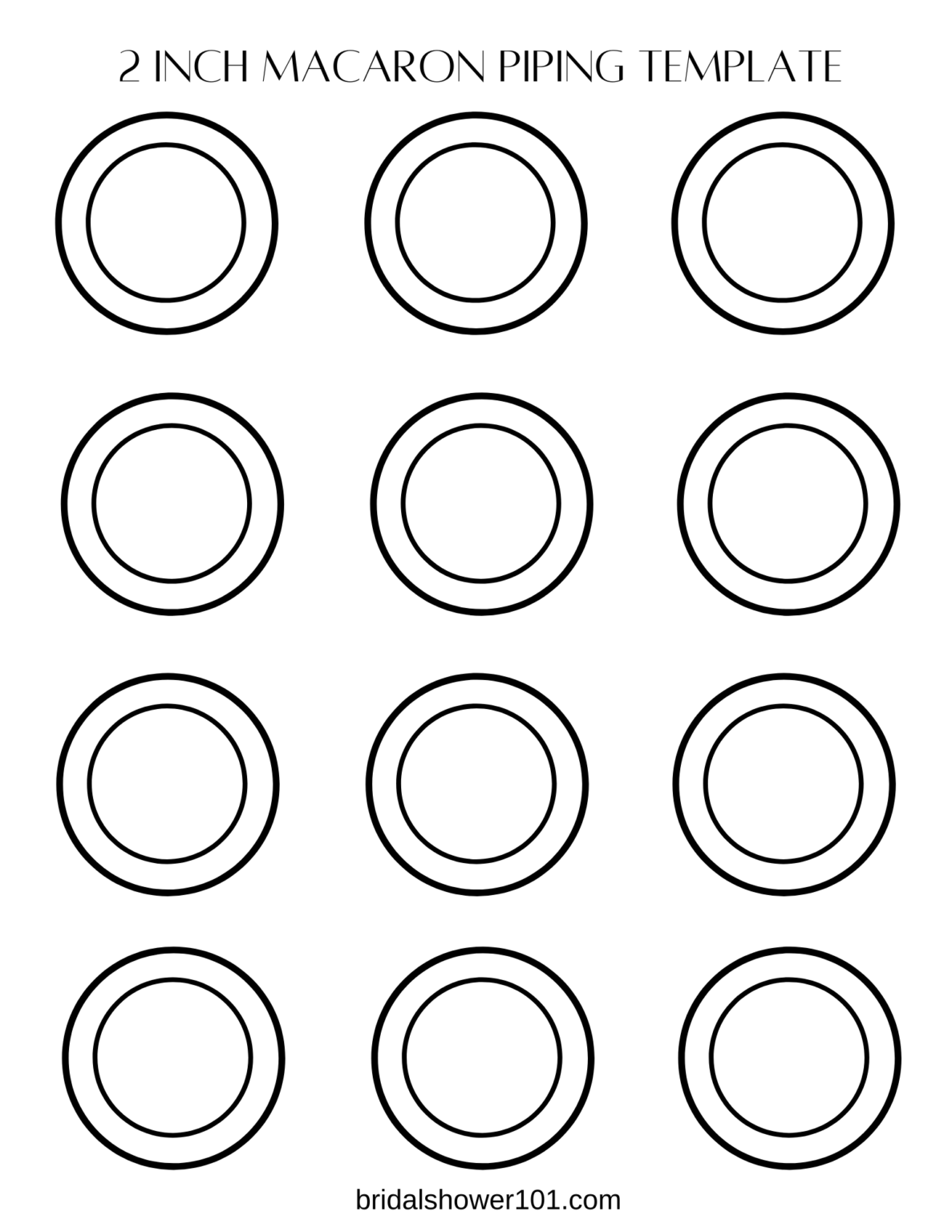 Free Printable Macaron Template And Piping Outline (PDF) | Bridal ...