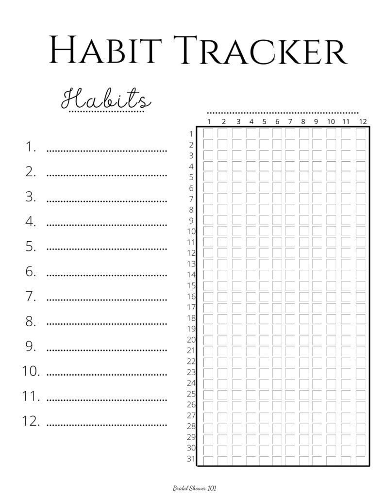 monthly habit tracker