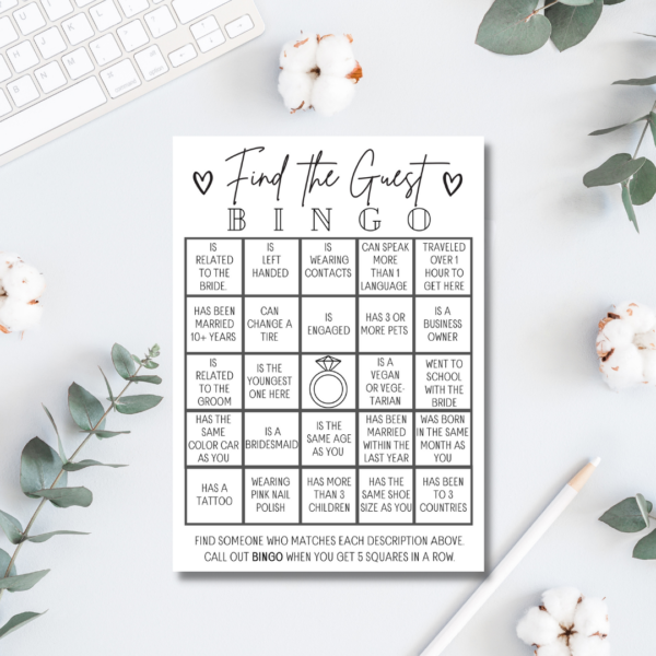 Find The Guest Bingo Game Printable | Bridal Shower 101