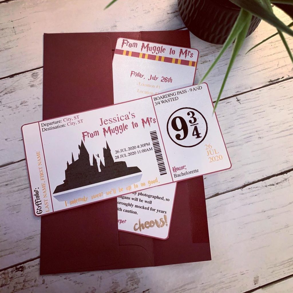 Harry Potter bachelorette party invitations