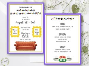 friends themed bachelorette party invitations