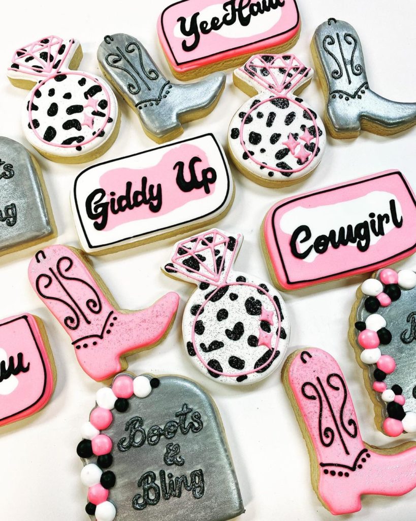 disco cowgirl bachelorette party cookies
