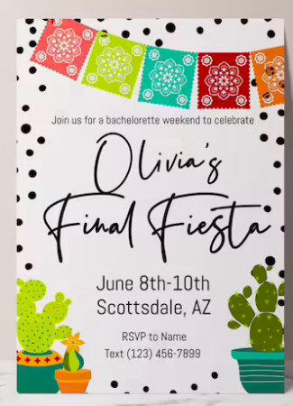 final fiesta bachelorette party invitations