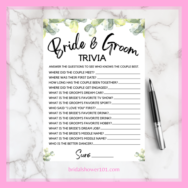 Bride and Groom Trivia | Bridal Shower 101