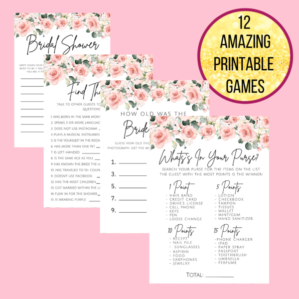 Bridal Shower Game Bundle Of 12 Pink Bridal Shower 101