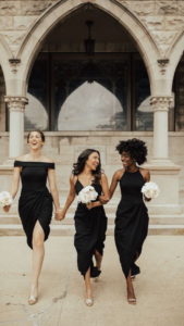 black and white wedding bridesmaids