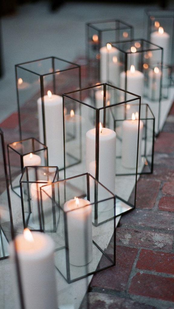 black and white wedding candles