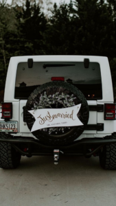 black and white wedding transportation