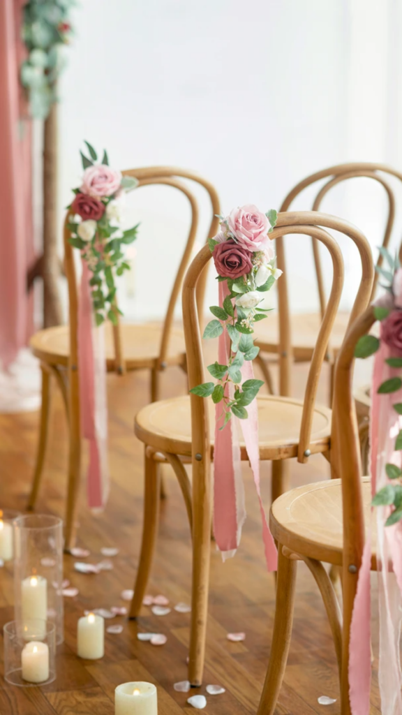 cinnamon rose wedding chair decor