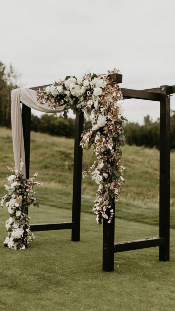 black and white wedding arch