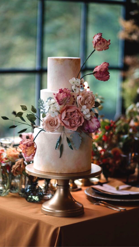 cinnamon rose wedding cake